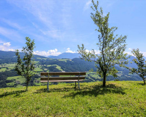 Genießen Sie den Blick auf das herrliche Panorama der Dolomiten während Ihre kleinen am Hof beschäftigt sind.
